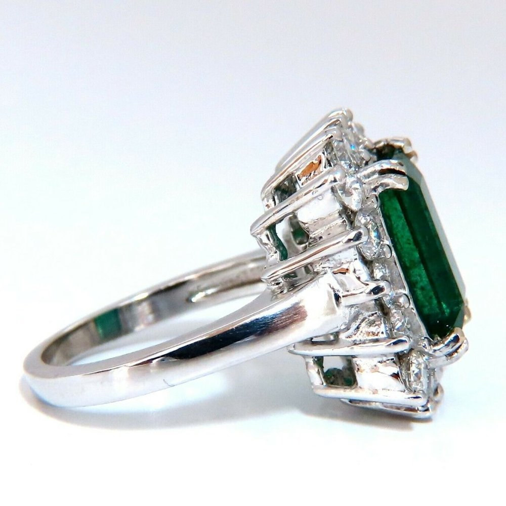 7.15ct Natural Emerald Diamonds Cluster Halo Ring - Picture 6 of 7